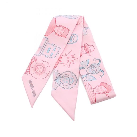 HERMES Pink Silk Scarf - Picture 1 of 4
